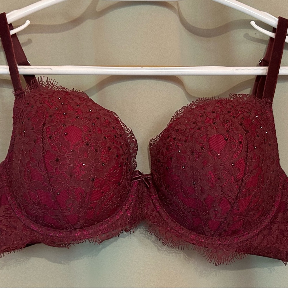 Victoria's Secret Burgundy/Purple/Pink  Lace Push-Up Bra